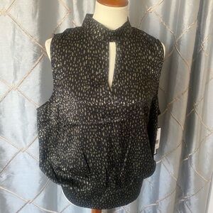 Liverpool Black and Gold Sleeveless Blouse size XL NWT